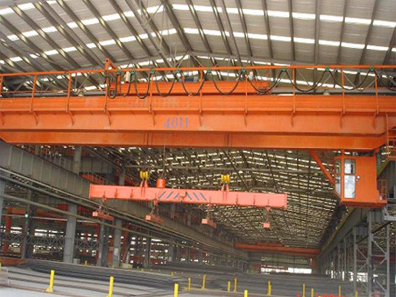 High Lifting Height Double Girder Overhead Crane With Electromagnetic Hanging Beam